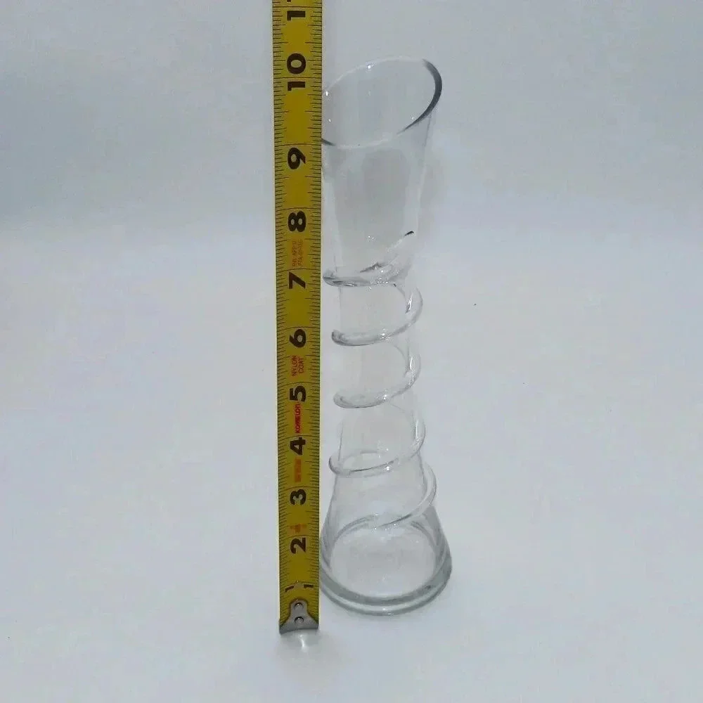 MCM Contemporary Clear Glass Vase With Single Glass Swirl 9 3/4